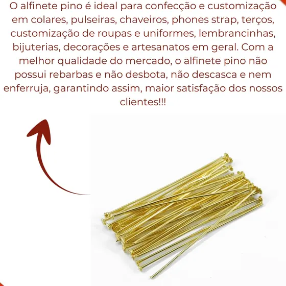 Alfinete Pino 30Mm Em Latao Com 500G - Nacional