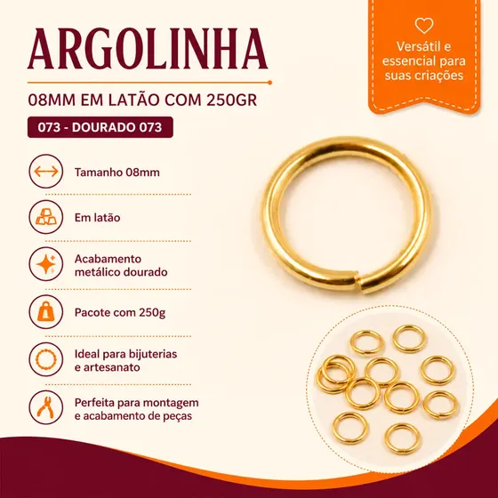 Argolinha 08Mm Em Latao Com 250Gr
