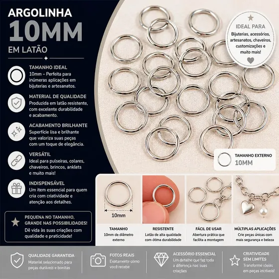 Argolinha 10Mm Em Latao Com 250Gr