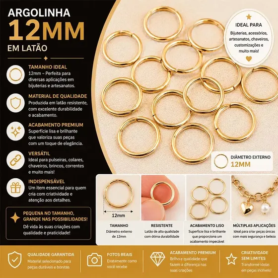 Argolinha 12Mm Em Latao Com 250Gr