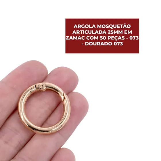 Argola Mosquetao Articulada 25Mm Em Zamac Com 50 Pecas