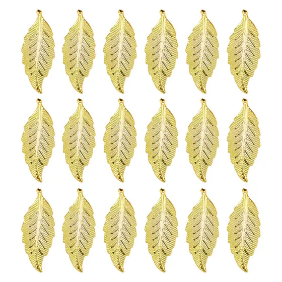 Pingente Folha 18X47Mm Em Ferro Com 200 Pecas - Dourado