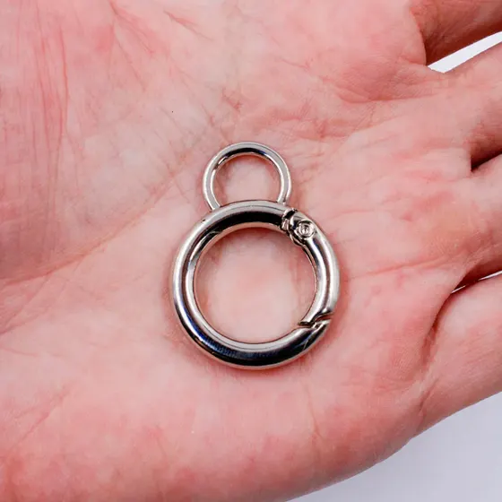 Pingente Argola Mosquetao Articulada 24Mm Em Zamac Com 20 Pecas - Niquel