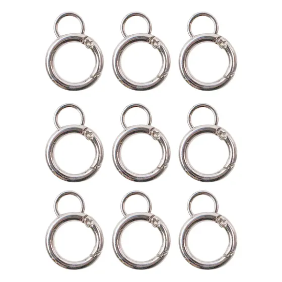 Pingente Argola Mosquetao Articulada 24Mm Em Zamac Com 20 Pecas - Niquel