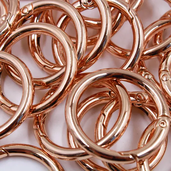 Argola Mosquetao 32Mm Em Zamac Com 25 Pecas - Dourado