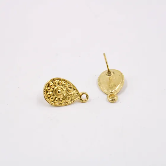 Pino De Brinco Oval Trabalhado 19X12Mm Em Zamac Com 100G - Dourado
