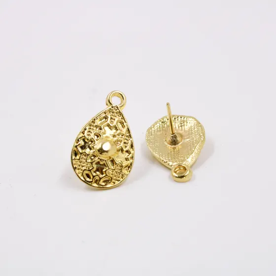 Pino De Brinco Oval Trabalhado 22X13Mm Em Zamac Com 100G - Dourado