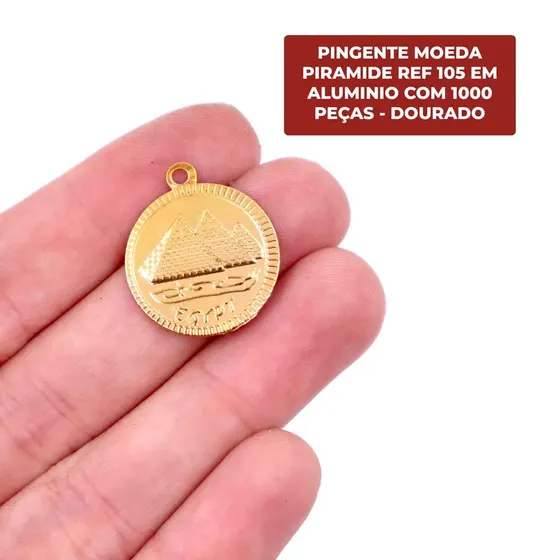 Pingente Moeda Piramide Ref 105 Em Aluminio Com 1000 Pecas - Dourado