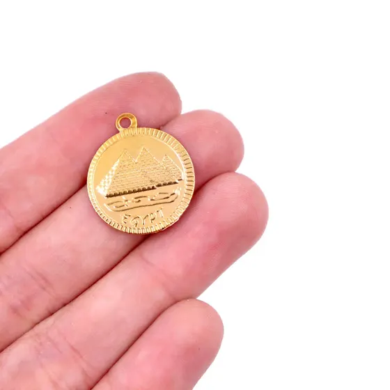 Pingente Moeda Piramide Ref 105 Em Aluminio Com 1000 Pecas - Dourado