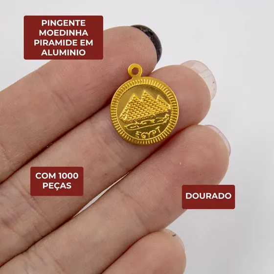 Pingente Moedinha Piramide Ref 111 Em Aluminio Com 1000 Pecas - Dourado
