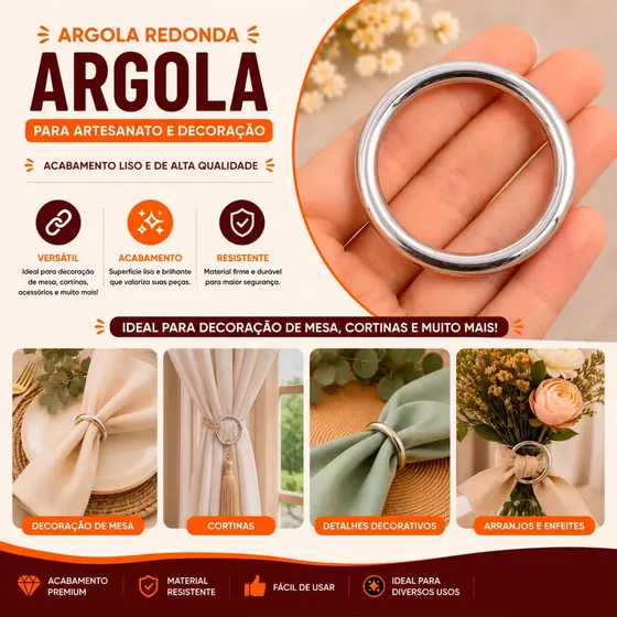 Argola Lisa 5X49Mm Em Abs Com 250G - Niquel
