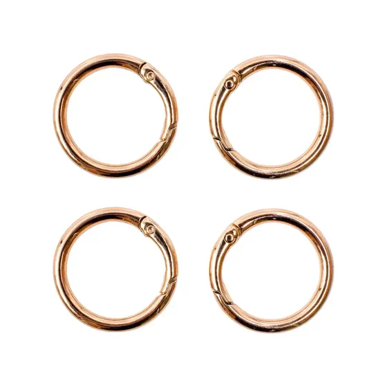 Argola Mosquetao Articulada 35Mm Em Zamac Com 20 Pecas - Dourado
