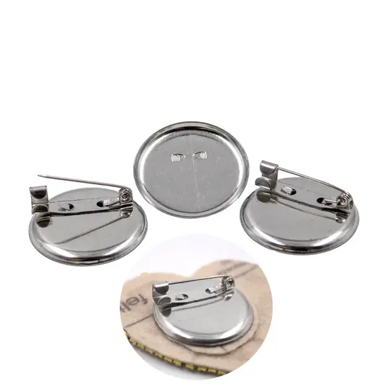 Base Para Broche Redondo 30Mm Em Ferro Com 200 Pecas - Niquel