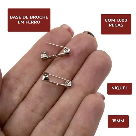 Base De Broche 15Mm Em Ferro Com 1.000 Pecas - Niquel