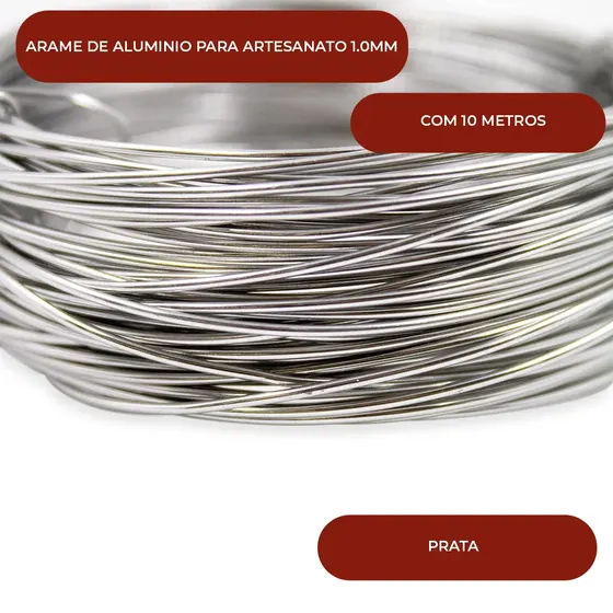 Arame De Aluminio Para Artesanato 1.0Mm Com 10 Metros