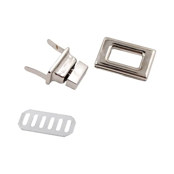 Fecho Para Bolsa Retangular Turn Lock 27X12Mm Em Ferro Com 20 Pecas 074