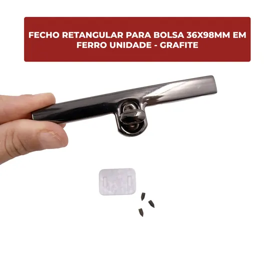 Fecho Retangular Para Bolsa 36X98Mm Em Ferro Unidade - Grafite