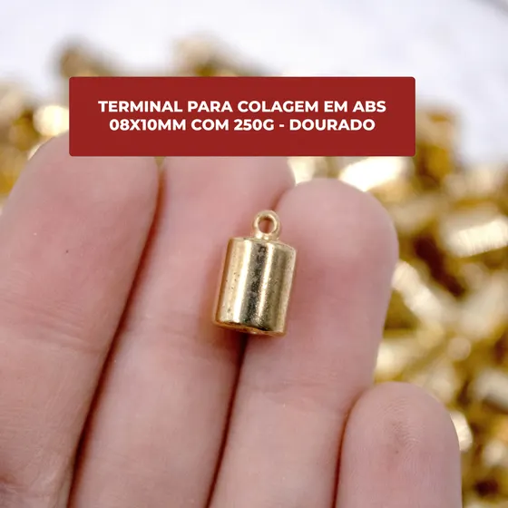 Terminal Para Colagem 08X10Mm Em Abs Com 250G - Dourado