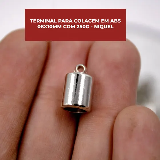 Terminal Para Colagem 08X10Mm Em Abs Com 250G - Niquel