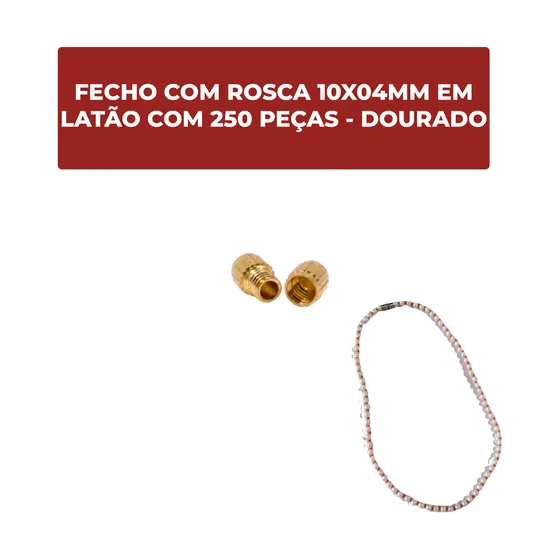 Fecho Com Rosca 10X04Mm Em Latao Com 250 Pecas - Dourado