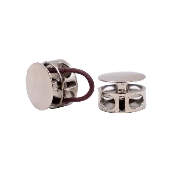 Cord Lock Com Furo Duplo 05X17Mm Em Ferro Com 50 Pecas - Niquel