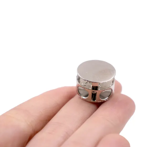 Cord Lock Com Furo Duplo 05X17Mm Em Ferro Com 50 Pecas - Niquel