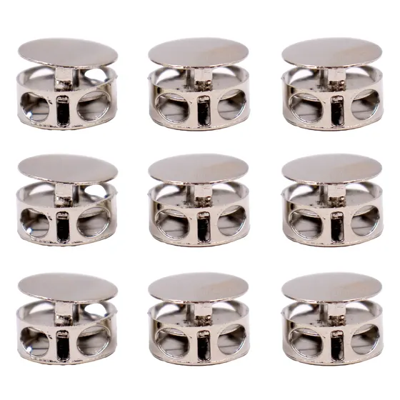 Cord Lock Com Furo Duplo 05X17Mm Em Ferro Com 50 Pecas - Niquel