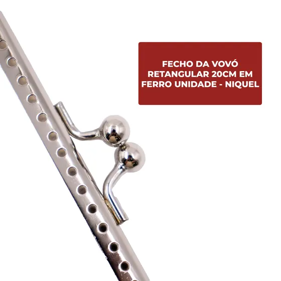 Fecho Da Vovo Retangular 20Cm Em Ferro Unidade - Niquel