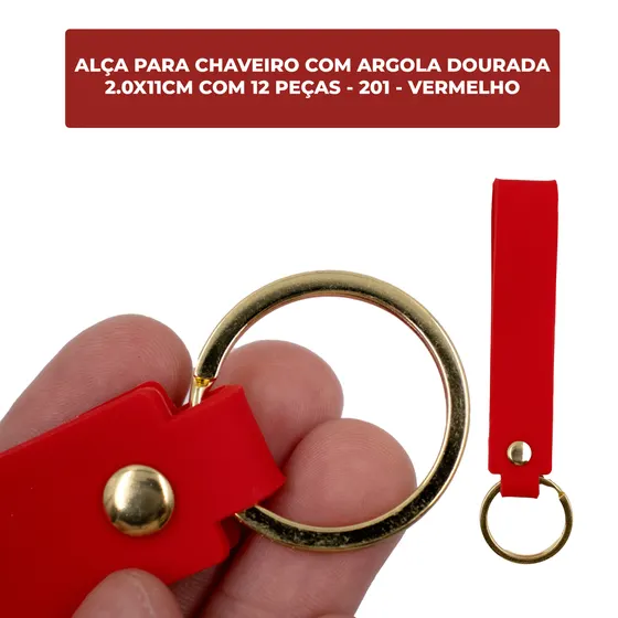 Alca Para Chaveiro Com Argola Dourada 2.0X11Cm Com 12 Pecas