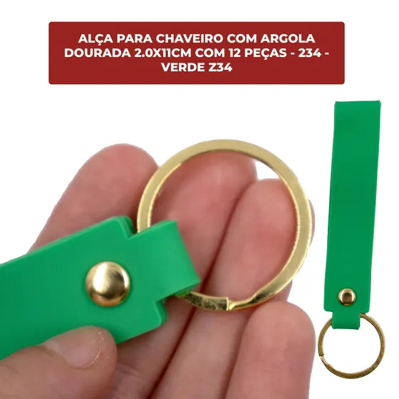 Alca Para Chaveiro Com Argola Dourada 2.0X11Cm Com 12 Pecas
