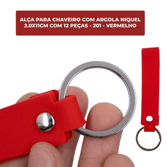 Alca Para Chaveiro Com Argola Niquel 2.0X11Cm Com 12 Pecas