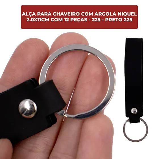 Alca Para Chaveiro Com Argola Niquel 2.0X11Cm Com 12 Pecas