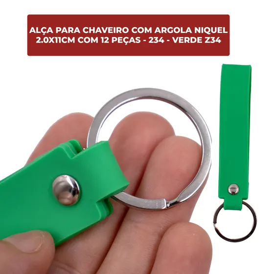 Alca Para Chaveiro Com Argola Niquel 2.0X11Cm Com 12 Pecas