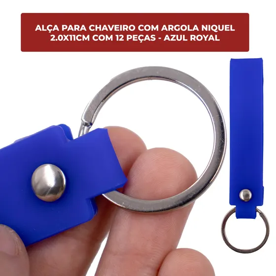 Alca Para Chaveiro Com Argola Niquel 2.0X11Cm Com 12 Pecas - Azul Royal