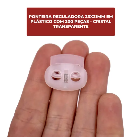 Ponteira Reguladora 23X21Mm Em Plastico Com 200 Pecas - Cristal Transparente