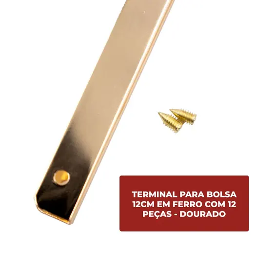 Terminal Para Bolsa 12Cm Em Ferro Com 12 Pecas - Dourado