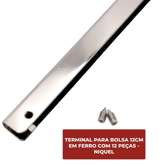 Terminal Para Bolsa 12Cm Em Ferro Com 12 Pecas - Niquel
