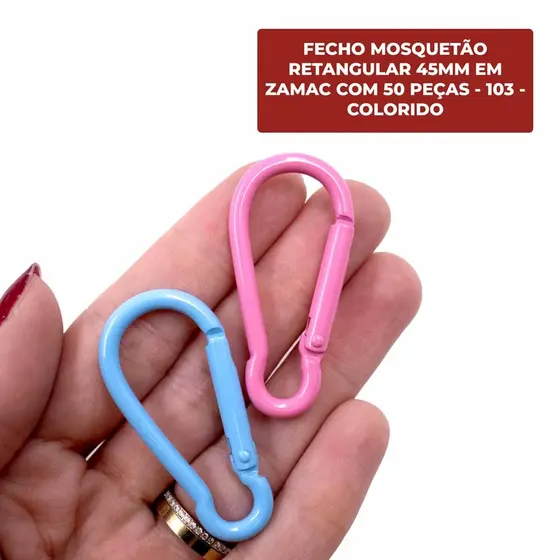 Fecho Mosquetao Retangular 45Mm Em Zamac Com 50 Pecas
