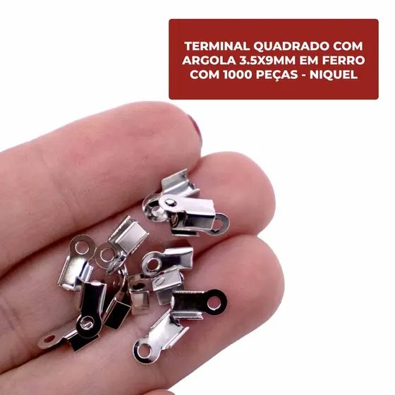 Terminal Quadrado Com Argola 3.5X9Mm Em Ferro Com 1000 Pecas - Niquel