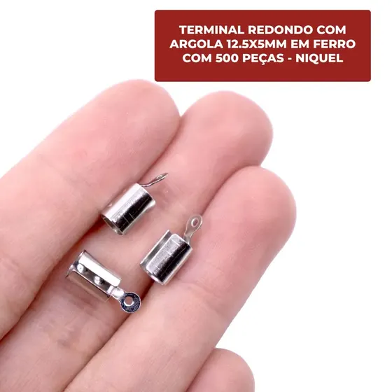 Terminal Redondo Com Argola 12.5X5Mm Em Ferro Com 500 Pecas - Niquel