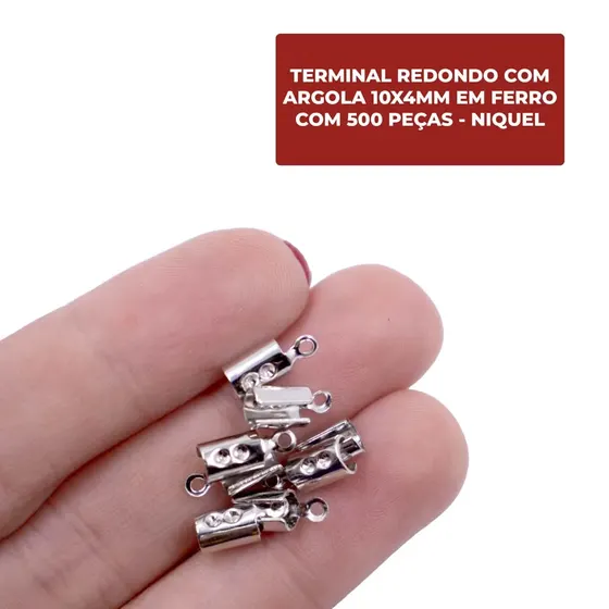 Terminal Redondo Com Argola 10X4Mm Em Ferro Com 500 Pecas - Niquel