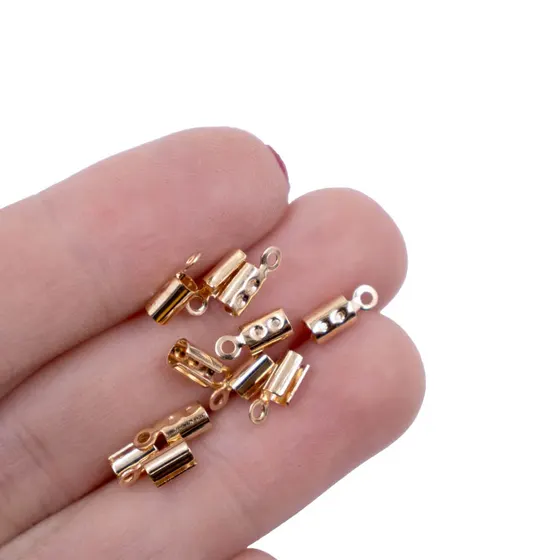 Terminal Redondo Com Argola 8.4X3Mm Em Ferro Com 500 Pecas - Dourado
