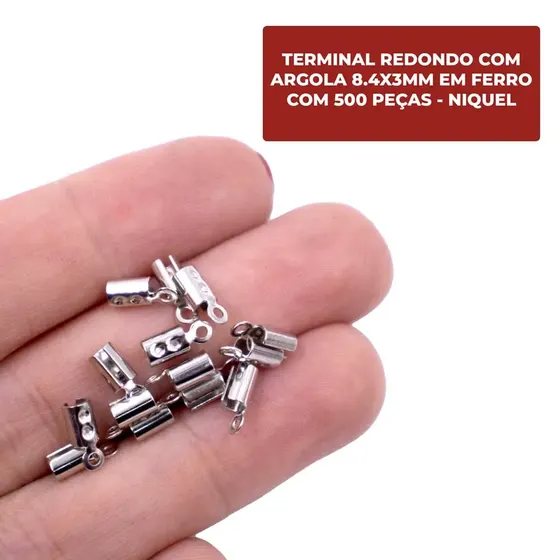 Terminal Redondo Com Argola 8.4X3Mm Em Ferro Com 500 Pecas - Niquel