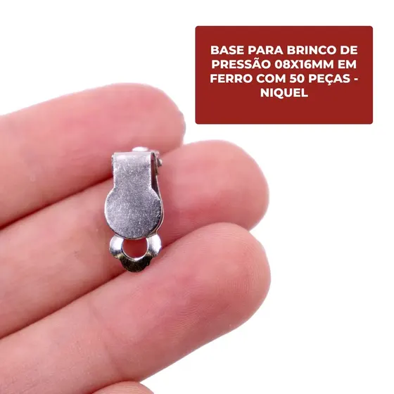 Base Para Brinco De Pressao 08X16Mm Em Ferro Com 50 Pecas - Niquel