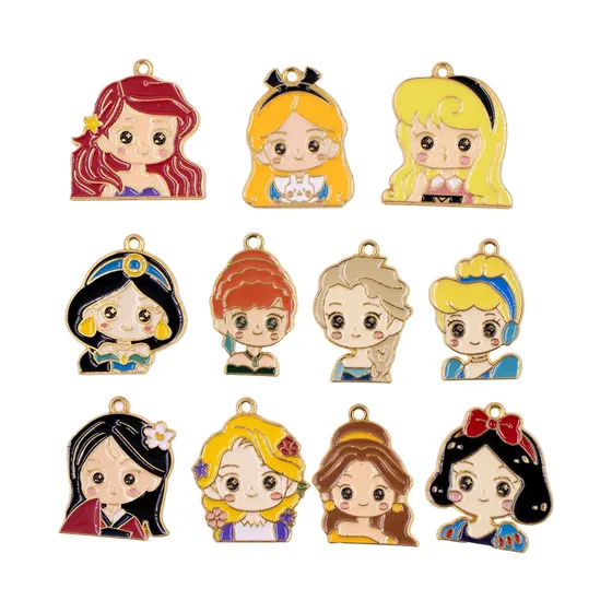Pingente Princesas 30Mm Em Zamak Com 30 Pecas