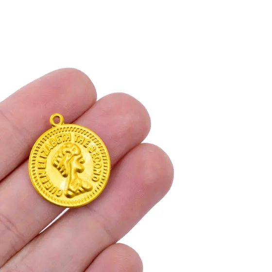 Pingente Moeda Ciganinha 20Mm Em Aluminio Com 1000 Pecas - Dourado