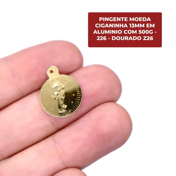 Pingente Moeda Ciganinha 13Mm Em Aluminio Com 500G