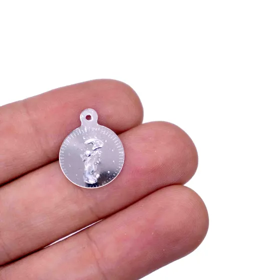Pingente Moeda Ciganinha 13Mm Em Aluminio Com 500G - Prata