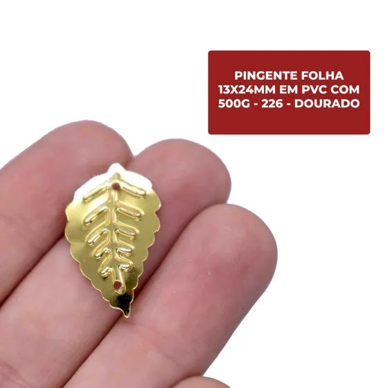 Pingente Folha 13X24Mm Em Pvc Com 500G