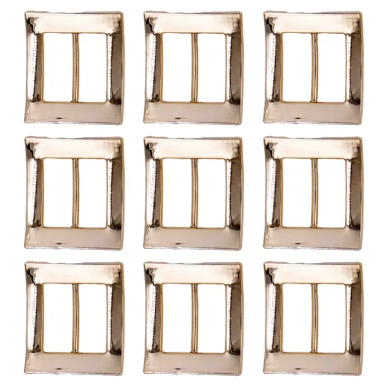 Fivela Retangular 42X47Mm Em Abs Com 50 Pecas - Dourado